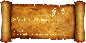 Gálik Vilmos névjegykártya